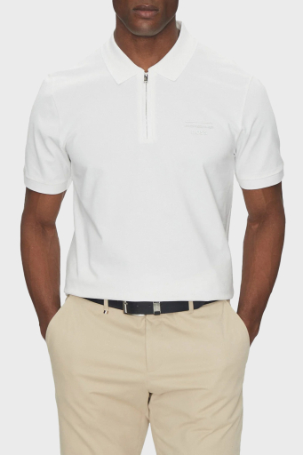 Boss Pamuklu Regular Fit Yarım Fermuarlı Erkek Polo Yaka T Shirt 50531463 100 BEYAZ - 1