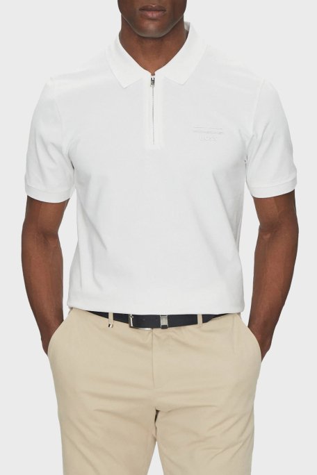 Boss Pamuklu Regular Fit Yarım Fermuarlı Erkek Polo Yaka T Shirt 50531463 100 BEYAZ - 1