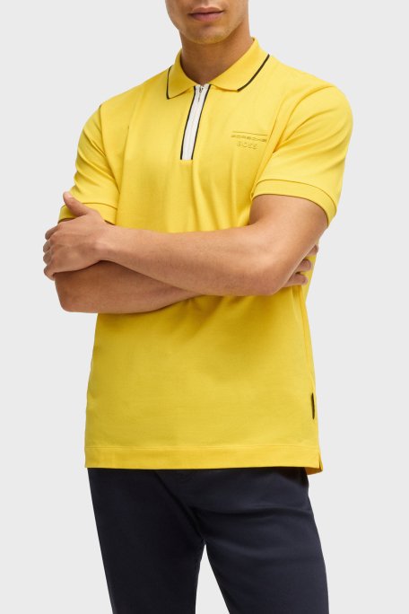 Boss Pamuklu Regular Fit Yarım Fermuarlı Erkek Polo Yaka T Shirt 50531463 725 SARI - 1