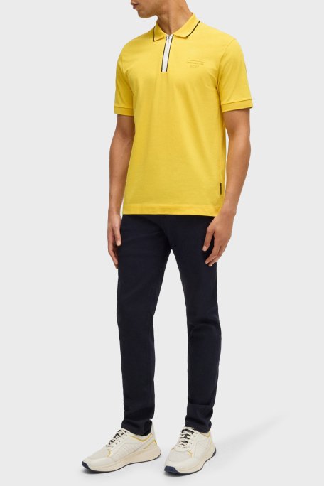 Boss Pamuklu Regular Fit Yarım Fermuarlı Erkek Polo Yaka T Shirt 50531463 725 SARI - 2