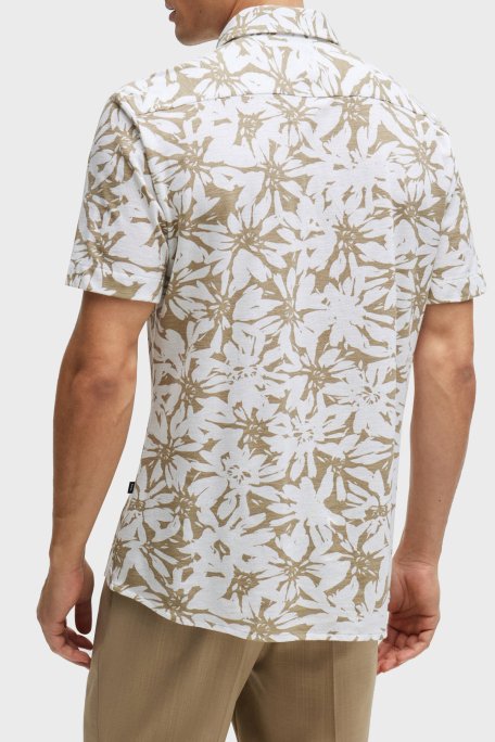 Boss Pamuklu Slim Fit Kısa Kollu Erkek Gömlek 50513760 100 BEYAZ-BEJ - 3