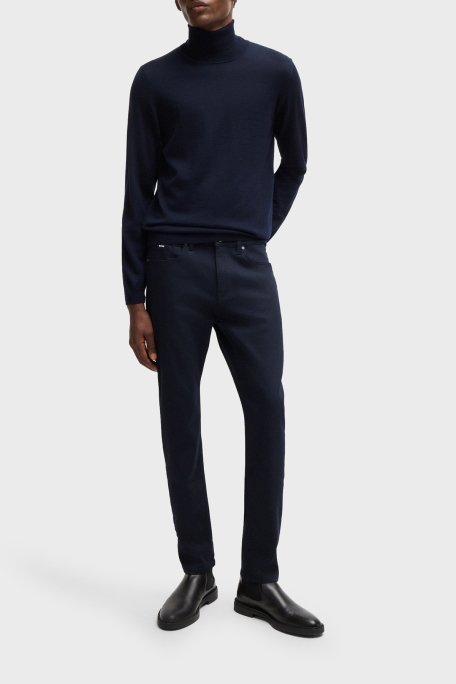 Boss Pamuklu Slim Fit Logolu Normal Bel Dar Paça Jeans Erkek Kot Pantolon 50528667 404 LACİVERT - 2
