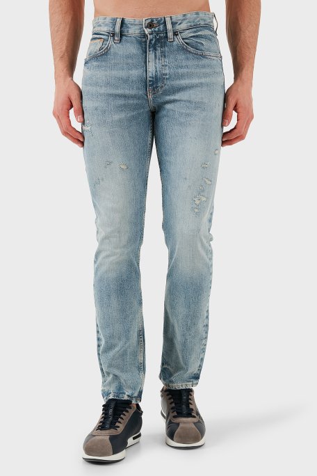Boss Pamuklu Slim Fit Normal Bel Dar Paça Jeans Erkek Kot Pantolon 50532587 438 MAVİ - 1
