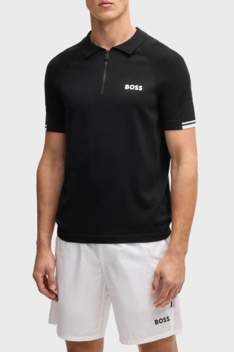 Boss Pamuklu Slim Fit Yarım Fermuarlı Erkek Polo Yaka T Shirt 50537146 002 SİYAH - 1