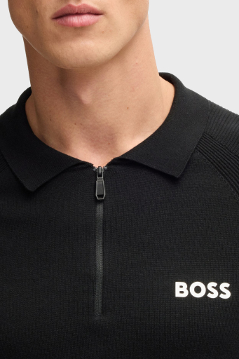 Boss Pamuklu Slim Fit Yarım Fermuarlı Erkek Polo Yaka T Shirt 50537146 002 SİYAH - 4