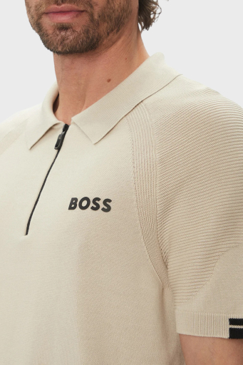 Boss Pamuklu Slim Fit Yarım Fermuarlı Erkek Polo Yaka T Shirt 50537146 284 BEJ - 4