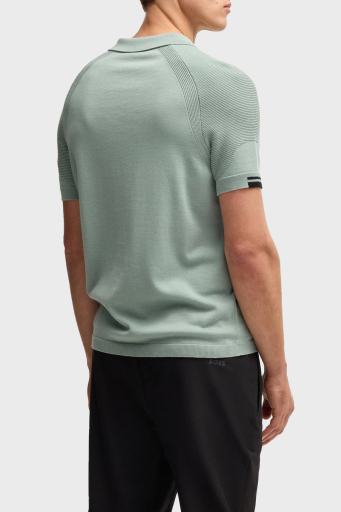 Boss Pamuklu Slim Fit Yarım Fermuarlı Erkek Polo Yaka T Shirt 50537146 357 AÇIK YEŞİL - 3