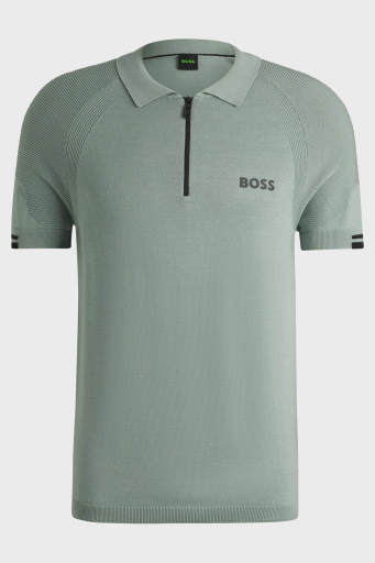 Boss Pamuklu Slim Fit Yarım Fermuarlı Erkek Polo Yaka T Shirt 50537146 357 AÇIK YEŞİL - 5