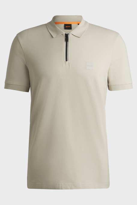 Boss Pamuklu Slim Fit Yarım Fermuarlı Erkek Polo Yaka T Shirt 50537507 271 GRİ - 10