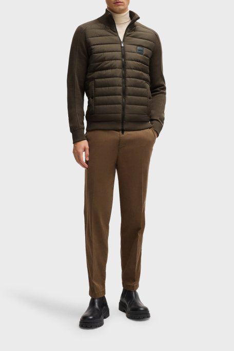 Boss Pamuklu ve Yünlü Slim Fit Dik Yaka Fermuarlı Erkek Ceket 50526835 361 KOYU YEŞİL - 2