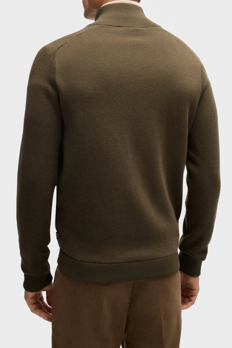 Boss Pamuklu ve Yünlü Slim Fit Dik Yaka Fermuarlı Erkek Ceket 50526835 361 KOYU YEŞİL - 3