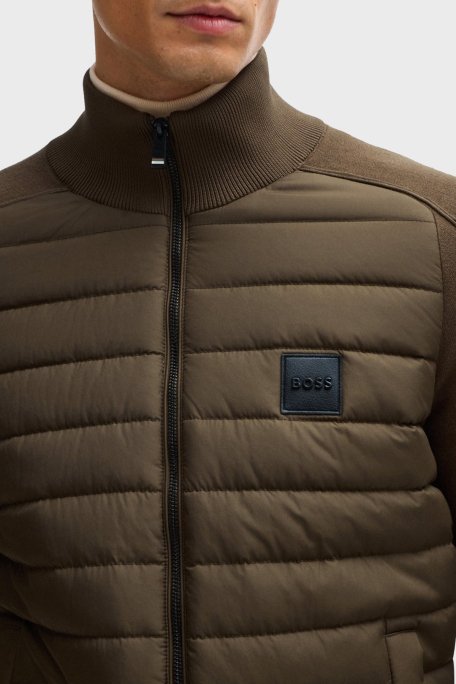 Boss Pamuklu ve Yünlü Slim Fit Dik Yaka Fermuarlı Erkek Ceket 50526835 361 KOYU YEŞİL - 5