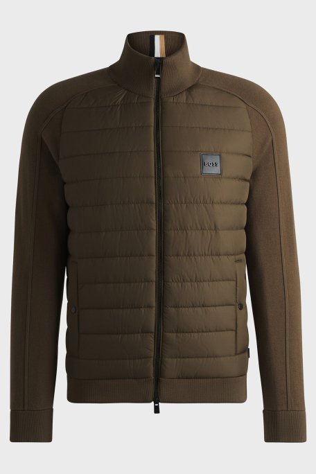 Boss Pamuklu ve Yünlü Slim Fit Dik Yaka Fermuarlı Erkek Ceket 50526835 361 KOYU YEŞİL - 6