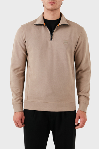 Boss Pamuklu Yarım Fermuarlı Dik Yaka Erkek Sweat 50468926 246 BEJ - 7