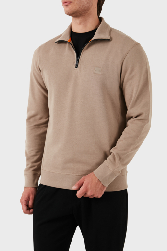 Boss Pamuklu Yarım Fermuarlı Dik Yaka Erkek Sweat 50468926 246 BEJ - 10