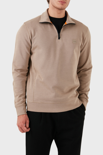 Boss Pamuklu Yarım Fermuarlı Dik Yaka Erkek Sweat 50468926 246 BEJ - 11