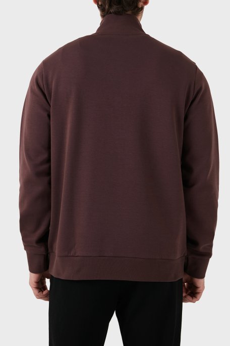 Boss Pamuklu Yarım Fermuarlı Dik Yaka Erkek Sweat 50520781 642 KAHVE - 3