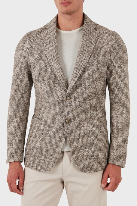 Boss Pamuklu Yünlü Slim Fit Kırçıllı Mono Yaka Erkek Ceket 50528199 131 KREM - 1