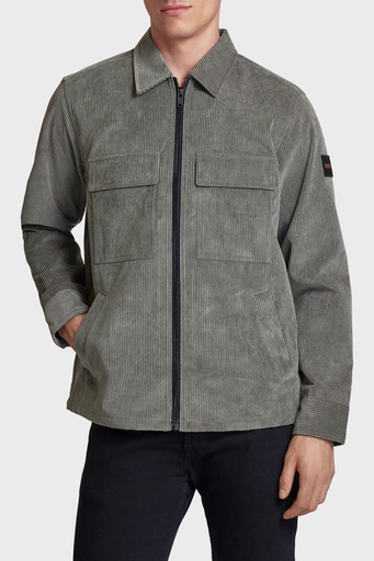 Boss Regular Fit Fermuarlı Kadife Erkek Gömlek Ceket 50527341 076 GRİ - 1