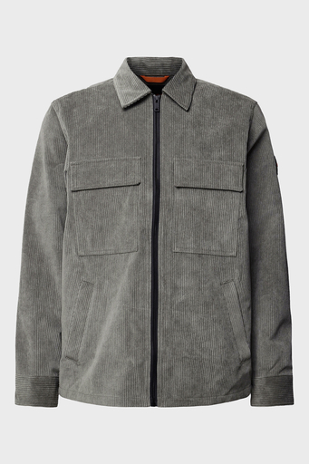 Boss Regular Fit Fermuarlı Kadife Erkek Gömlek Ceket 50527341 076 GRİ - 5