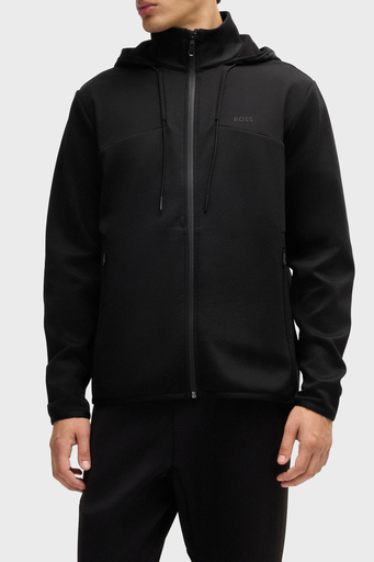 Boss Regular Fit Kapüşonlu Dik Yaka Fermuarlı Erkek Sweat 50523707 001 SİYAH - 1