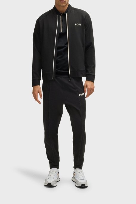 Boss Regular Fit Kolej Yaka Fermuarlı Logolu Erkek Sweat 50530732 001 SİYAH - 2