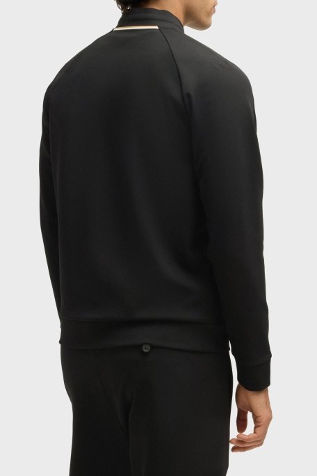 Boss Regular Fit Kolej Yaka Fermuarlı Logolu Erkek Sweat 50530732 001 SİYAH - 3