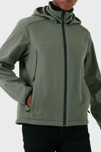 Boss Regular Fit Su Geçirmez Çıkarılabilir Kapüşonlu Soft Shel Erkek Mont 50515100 056 HAKİ - 7