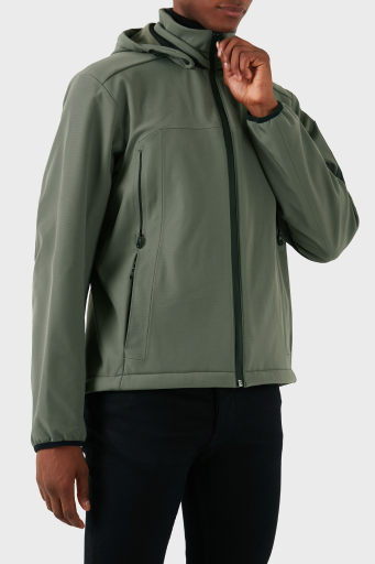 Boss Regular Fit Su Geçirmez Çıkarılabilir Kapüşonlu Soft Shel Erkek Mont 50515100 056 HAKİ - 8