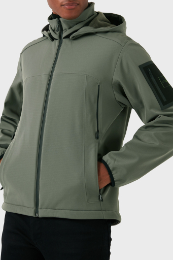 Boss Regular Fit Su Geçirmez Çıkarılabilir Kapüşonlu Soft Shel Erkek Mont 50515100 056 HAKİ - 12