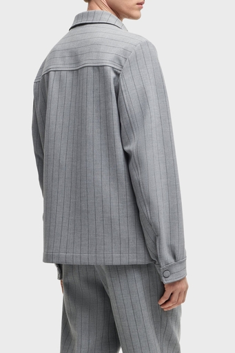 Boss Relaxed Fit Logolu Çizgili Erkek Ceket 50534987 030 GRİ - 2