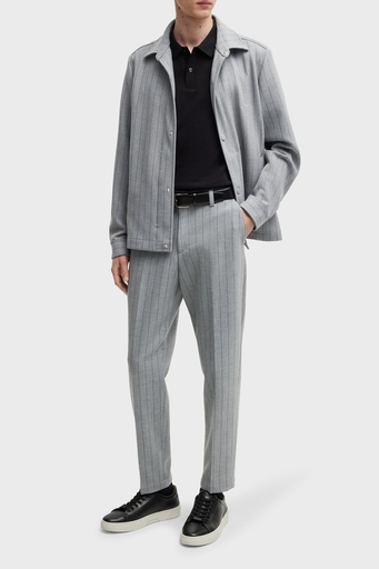 Boss Relaxed Fit Logolu Çizgili Erkek Ceket 50534987 030 GRİ - 3
