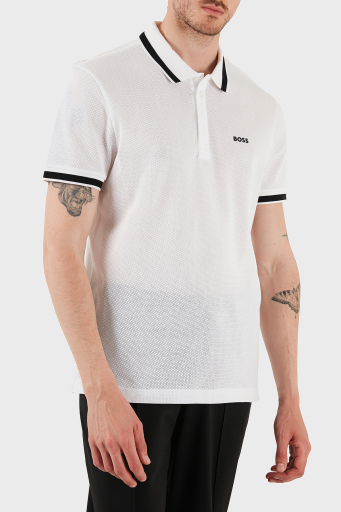 Boss Şerit Detaylı Pamuklu Regular Fit Düğmeli Erkek Polo Yaka T Shirt 50538160 100 BEYAZ - 8