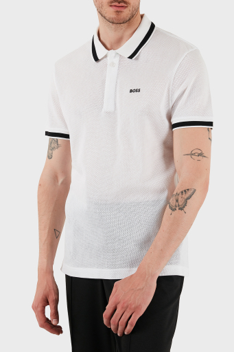 Boss Şerit Detaylı Pamuklu Regular Fit Düğmeli Erkek Polo Yaka T Shirt 50538160 100 BEYAZ - 9