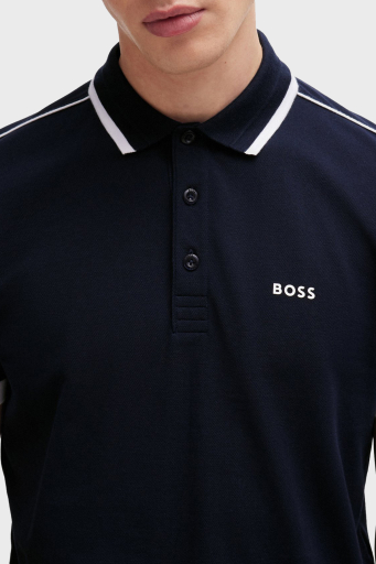 Boss Şeritli % 100 Pamuk Regular Fit Düğmeli Erkek Polo Yaka T Shirt 50512995 402 LACİVERT - 4