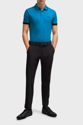 Boss Şeritli % 100 Pamuk Regular Fit Düğmeli Erkek Polo Yaka T Shirt 50512995 442 TURKUAZ - 7