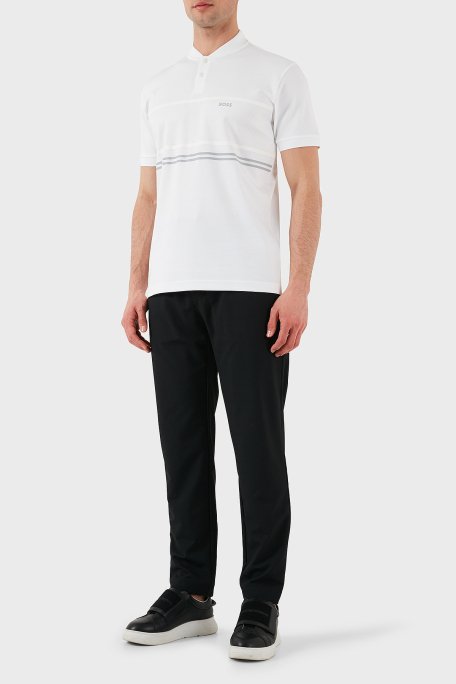 Boss Şeritli % 100 Pamuk Regular Fit Düğmeli Kolej Yaka Erkek T Shirt 50512996 100 BEYAZ - 2