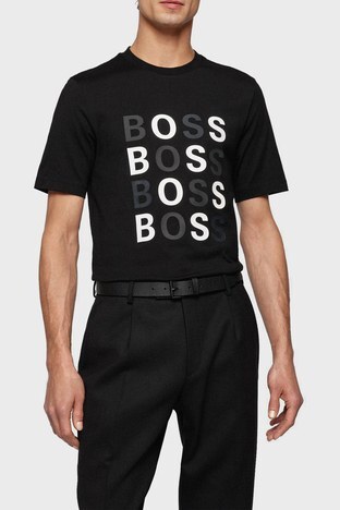 Boss - Boss Slim Fit Bisiklet Yaka % 100 Pamuk Erkek T Shirt 50462552 002 SİYAH