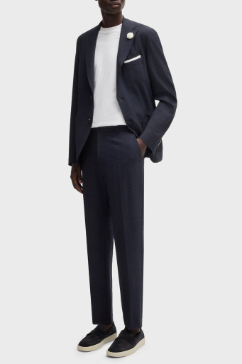 Boss Slim Fit Mono Yaka Dokulu Blazer Erkek Ceket 50540784 404 LACİVERT - 2