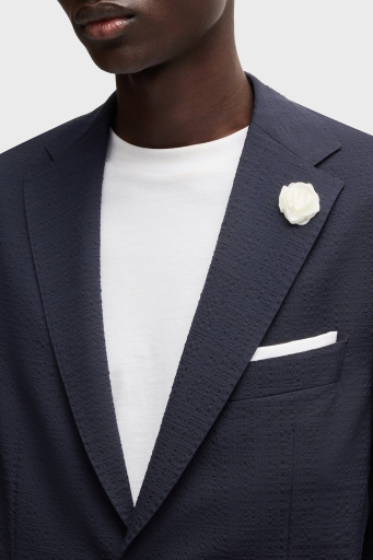 Boss Slim Fit Mono Yaka Dokulu Blazer Erkek Ceket 50540784 404 LACİVERT - 3