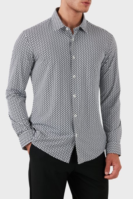 Boss Streç Desenli Regular Fit Erkek Gömlek 50522068 001 SİYAH - 1