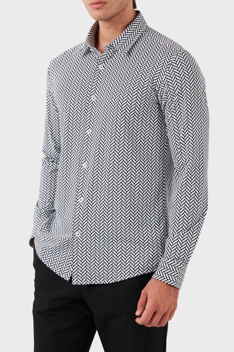 Boss Streç Desenli Regular Fit Erkek Gömlek 50522068 001 SİYAH - 4