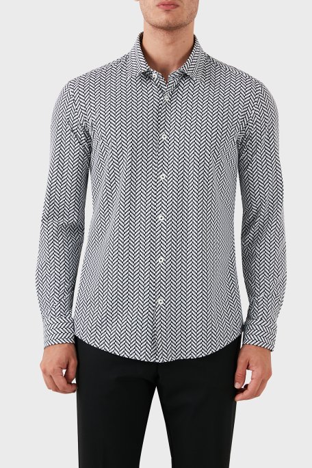 Boss Streç Desenli Regular Fit Erkek Gömlek 50522068 001 SİYAH - 5