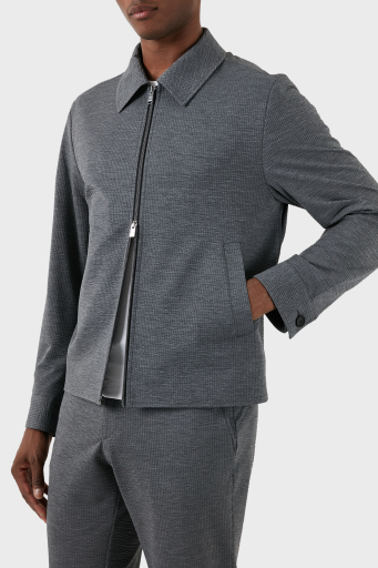 Boss Streç Gofre Slim Fit Fermuarlı Erkek Ceket 50514607 041 GRİ - 4