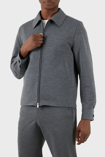 Boss Streç Gofre Slim Fit Fermuarlı Erkek Ceket 50514607 041 GRİ - 5