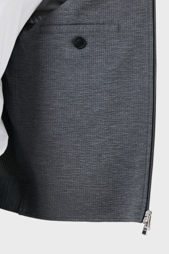 Boss Streç Gofre Slim Fit Fermuarlı Erkek Ceket 50514607 041 GRİ - 6