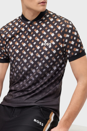 Boss Streç Jarseden Monogram Baskılı Slim Fit Erkek Polo T Shirt 50487725 001 SİYAH - 4