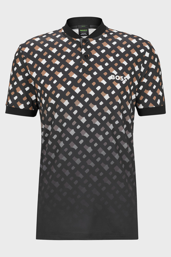 Boss Streç Jarseden Monogram Baskılı Slim Fit Erkek Polo T Shirt 50487725 001 SİYAH - 5