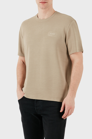 Boss - Boss Streç Modal Regular Fit Bisiklet Yaka Erkek T Shirt 50527377 275 BEJ (1)