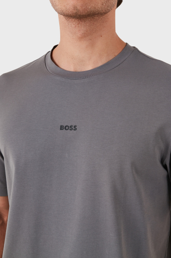 Boss Streç Pamuklu Bisiklet Yaka Erkek T Shirt 50473278 029 GRİ - 12